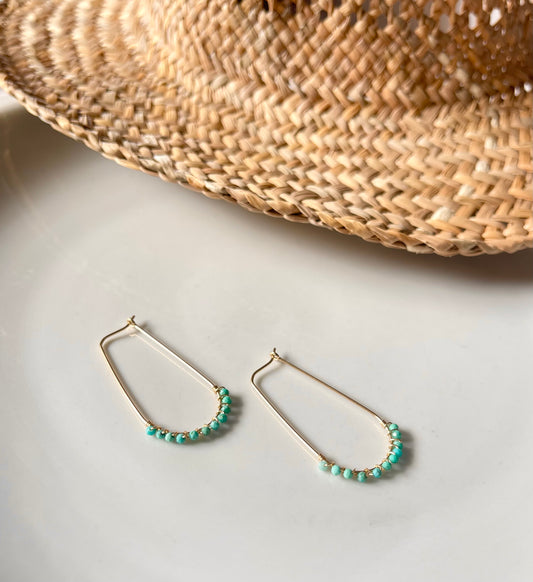 Turquoise wrapped hoops