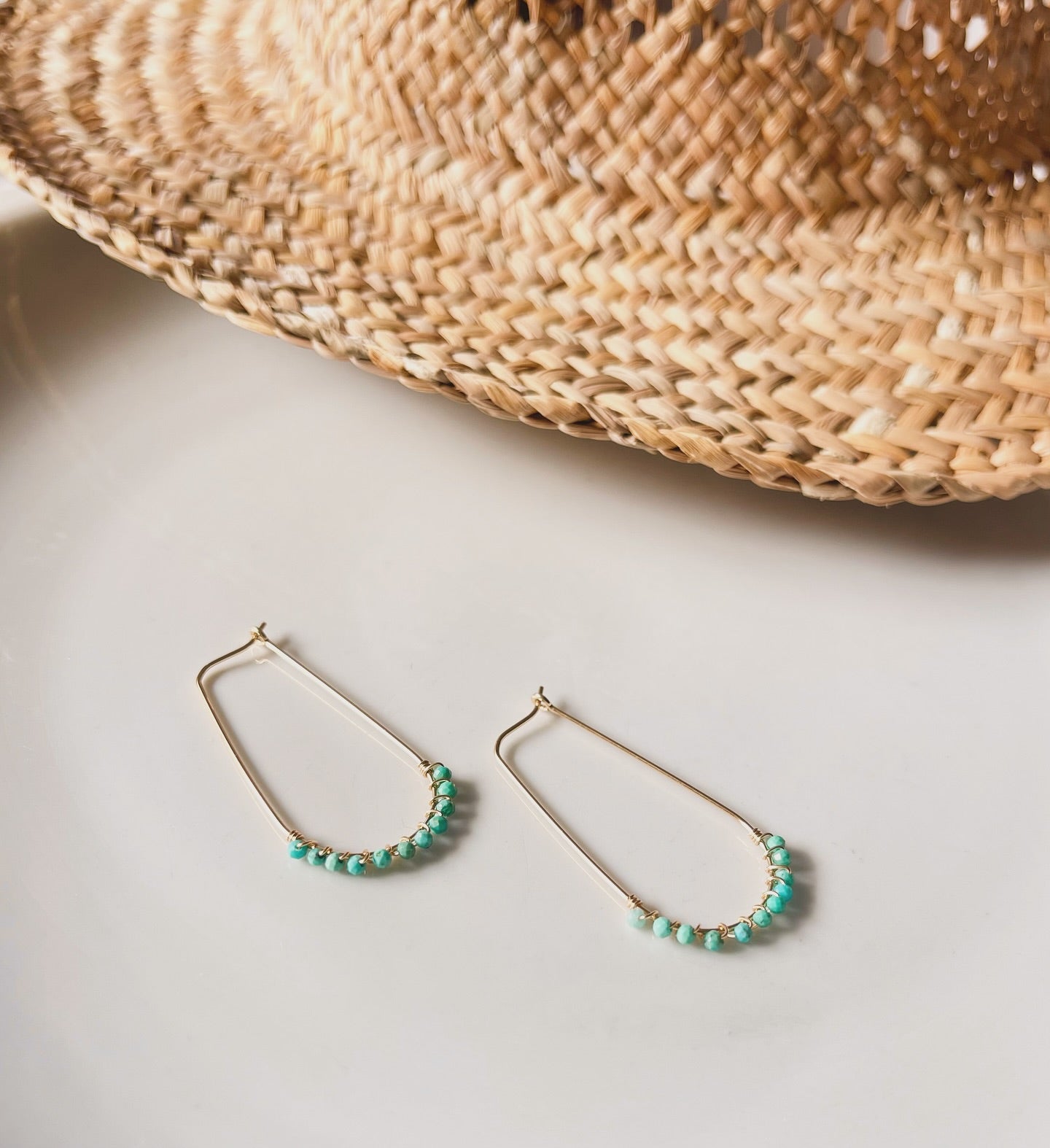 Turquoise wrapped hoops