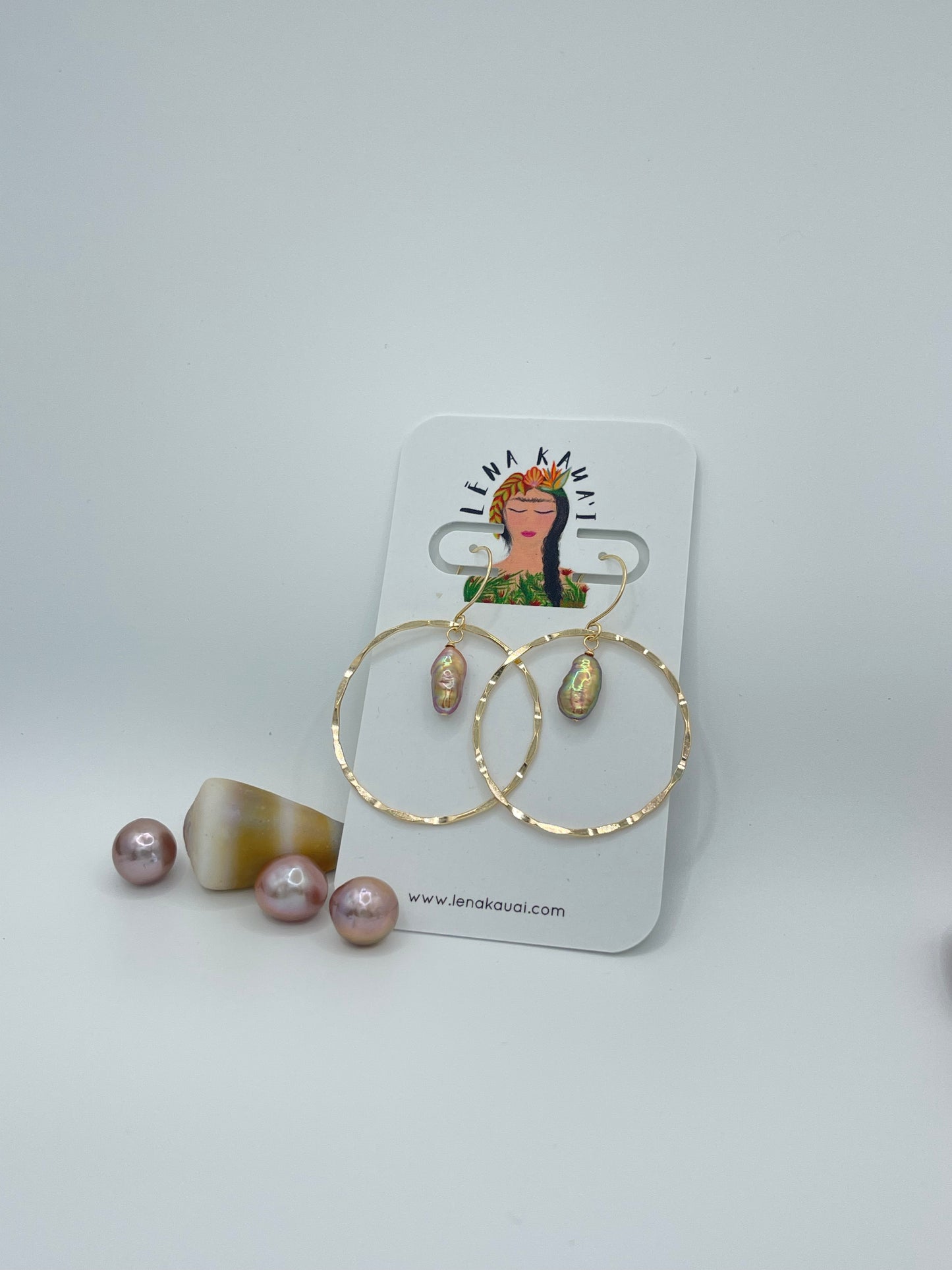 Pink Keshi Hoops