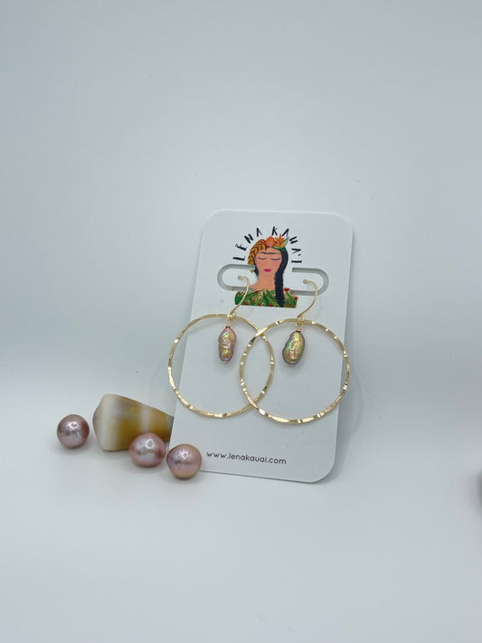 Pink Keshi Hoops